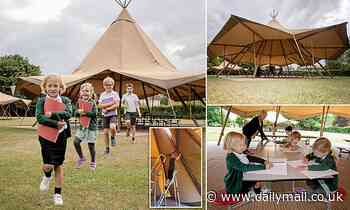 School holds lessons in giant tents