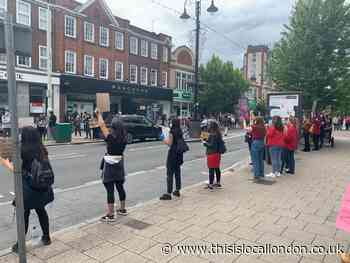 Physical distancing at New Malden Black Lives Matter protest