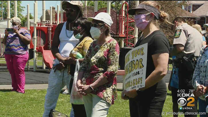 Police Stand With Protesters Outside Clairton Education Center