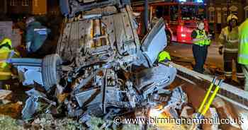 Four in hospital after horror crash sees car smash into wall