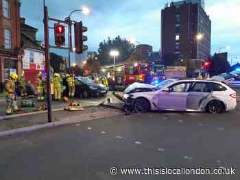 Police & firefighters deal with major car crash in Lee Green