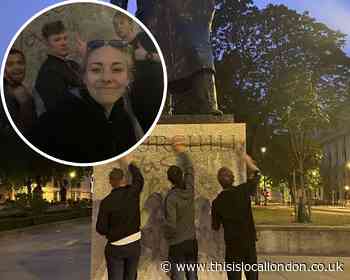 UK protests: Teens clean up Winston Churchill statue