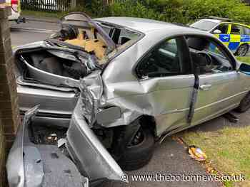 BMW driver smashes car rear after crashing into wall in Halliwell