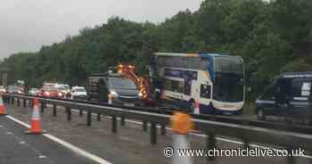 A1 to remain partially closed for most of the day following bus fire