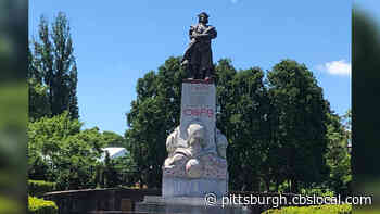 Christopher Columbus Statue Outside Phipps Conservatory Vandalized