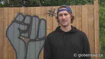 Lloydminster man paints Black Lives Matter message, turns fence into public canvas