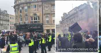 'Bottles and smoke bombs' thrown as violence erupts in Newcastle