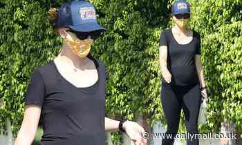 Katherine Schwarzenegger puts her bump on display during her daily walk around Santa Monica