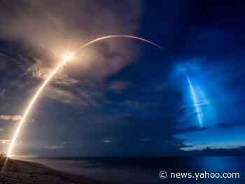 SpaceX's rocket launch of 58 Starlink internet satellites on Saturday left behind a jaw-dropping, rainbow-colored cloud in the Florida sky