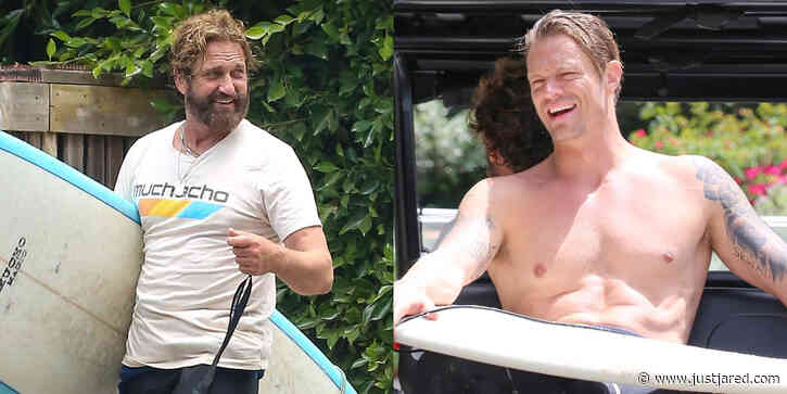 Gerard Butler Hits the Beach with Joel Kinnaman Again for Another Surf Session