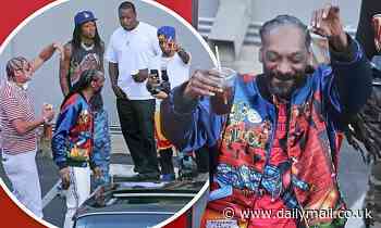 Snoop Dogg shoots new music video with Wiz Khalifa and Xzibit at Mel's Drive-In
