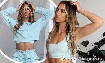 Ferne McCann parades her washboard abs in a mint green crop top