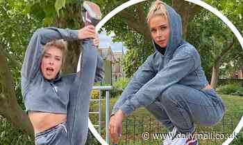 Gabby Allen demonstrates her VERY flexible moves as she larks about on a walk