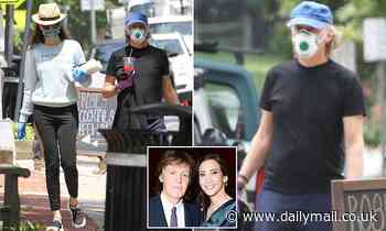 Sir Paul McCartney, 77, and wife Nancy Shevell, 60, wear face masks and gloves  in  the Hamptons
