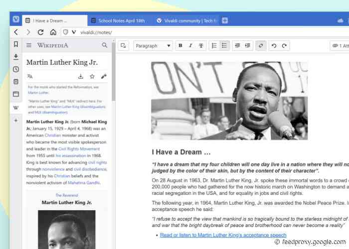 Vivaldi broswer introduces a full-page Notes Manager