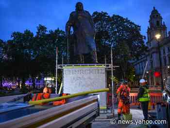 Winston Churchill's granddaughter says his statue might be better off in a museum after protesters damaged it and scrawled 'racist' on it