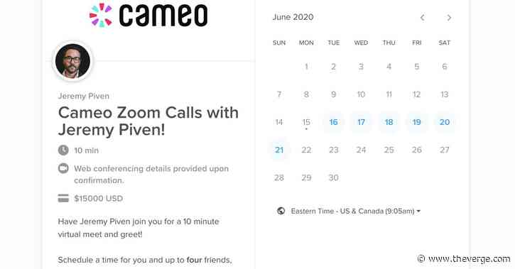 Cameo now lets people pay up to $15K to have a Zoom call with a celebrity