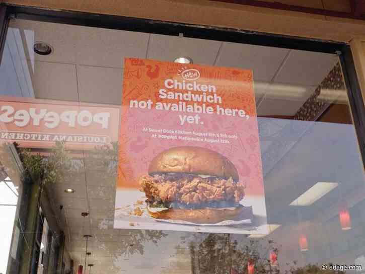 Popeyes resurrects a food-world controversy to introduce its chicken sandwich