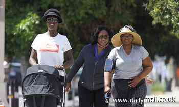Jodie Turner Smith steps out with newborn daughter and her mother in LA 