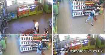 See thug go on Asda supermarket rampage and smash bottles of alcohol on floor