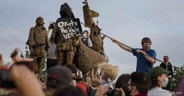 Man is shot at protest over statue of New Mexico’s conquistador