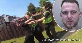 Watch the moment courageous police confront knife-wielding man