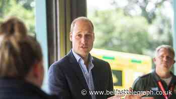 William jokes he’s looking forward to the pub as he meets ambulance staff
