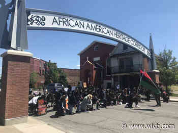 Social justice demonstrators list “legislative calls” in front of historic Buffalo church