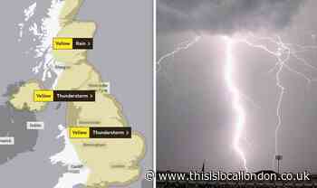 Weather warning for rain and storms in Hertfordshire, London, and Essex