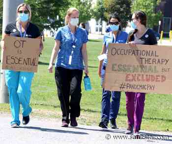 Protesting for pandemic pay premium: GALLERY