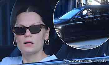 Jessie J wears sunglasses and drives for coffee in Beverly Hills