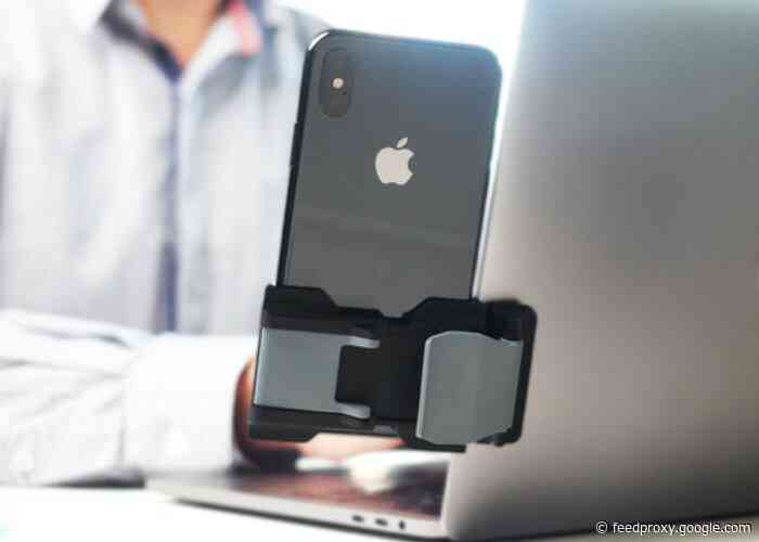 Phoneside smartphone holder clips to your monitor or laptop screen edge