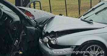 Head-on crash leaves man hurt and woman trapped