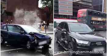 Watch - Aftermath of city centre crash which left man injured