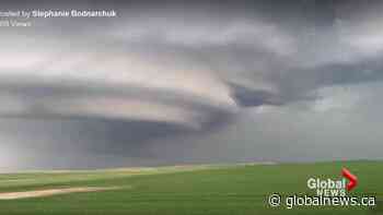 Southern Alberta storm chaser witnesses first tornado during Saturday storm