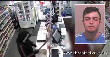 Watch the chilling moment an armed robber pulls a machete on a shop worker