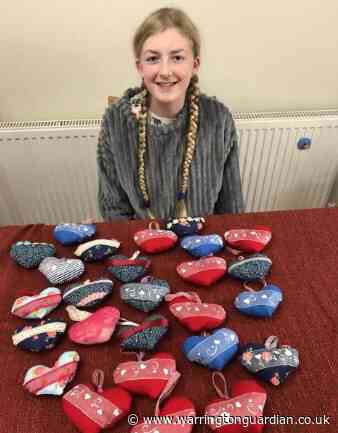 Pupil raises £550 by sewing fabric hearts for Warrington Hospital patients