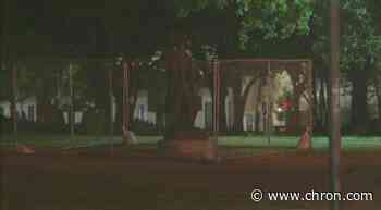 Columbus statue now secured behind fence after being vandalized with 'blood'