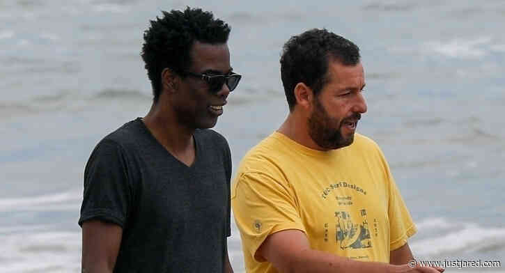 Adam Sandler Meets Up with Longtime Pal Chris Rock for Walk Along the Beach!
