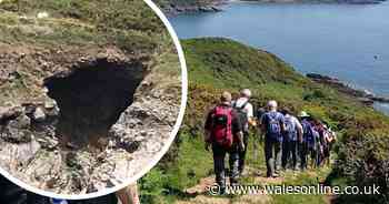 Huge chasm opens up underneath coastal path that walkers may not notice