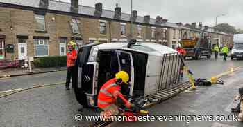 Van overturns on main road in Bolton after crash - Manchester Evening News