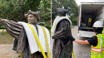 Christopher Columbus statue removed from Houston park - KTRK-TV