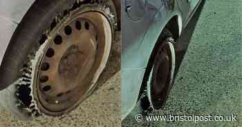 These are the shredded tyres officers found when they stopped a car