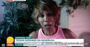 Trisha breaks down over using talcum powder to 'pretend to be white'