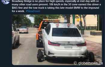 Saskatoon police charge 3 drivers for speeding 56 km/h over the limit - Globalnews.ca