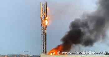 Man arrested on suspicion of arson after phone mast is torched in Gateshead