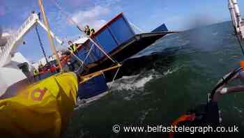In Video: Dramatic rescue as boat gets caught under ferry
