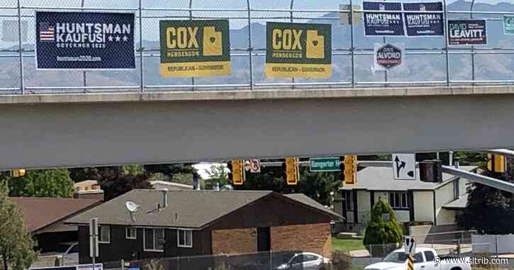 Yes, campaign signs on highway overpasses violate Utah law