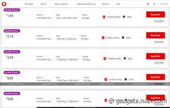 Vodafone Idea Offering Up to 5GB Additional Data With Rs. 149, Rs. 219, Rs. 249, Rs. 399, Rs. 599 Plans