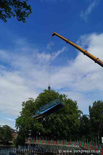 PICTURES: Blue Bridge in York removed by crane for repairs